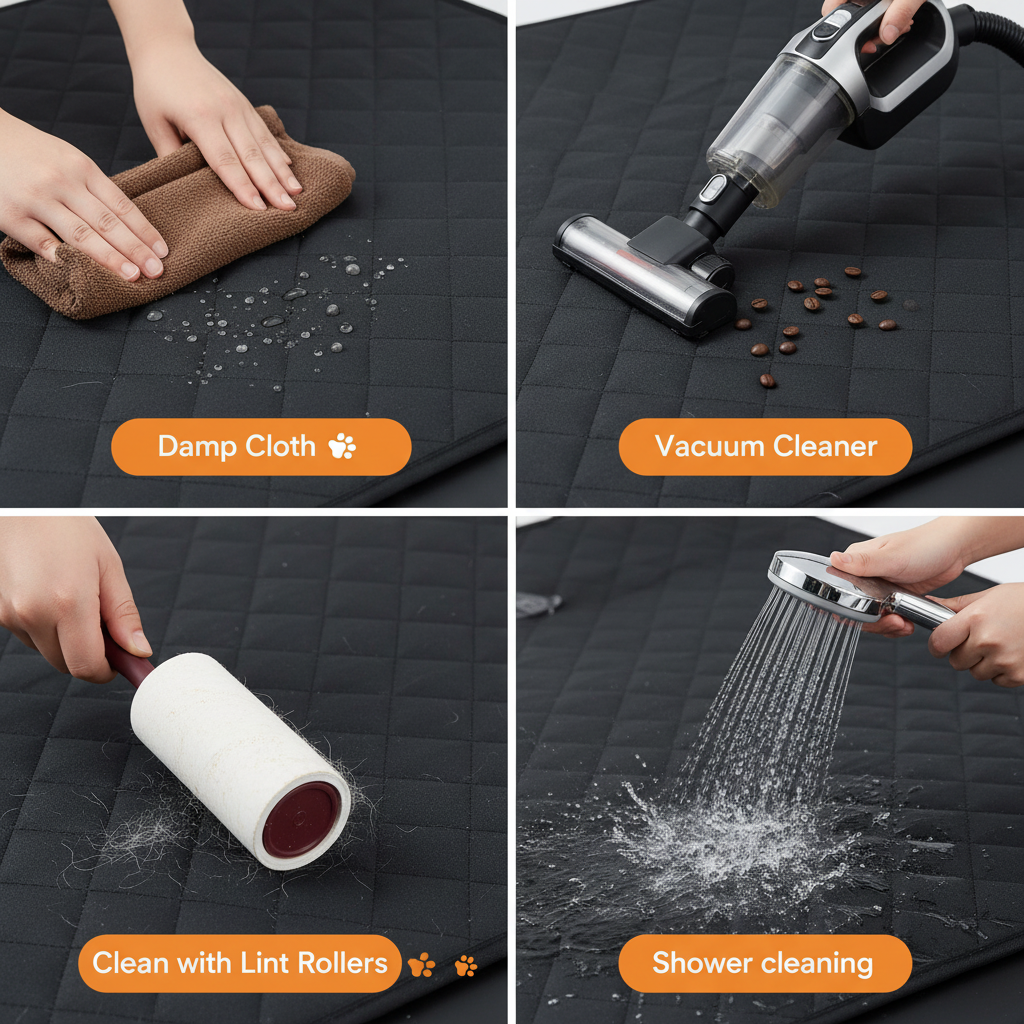 Close up of waterproof material on pet car seat cover showing durability