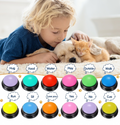 Recordable pet talking buttons for dogs and cats set of 4 in bright colors on white background
