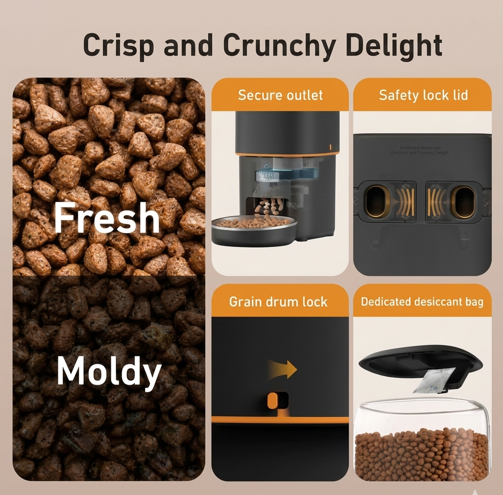 Voice recorder button on smart automatic pet feeder