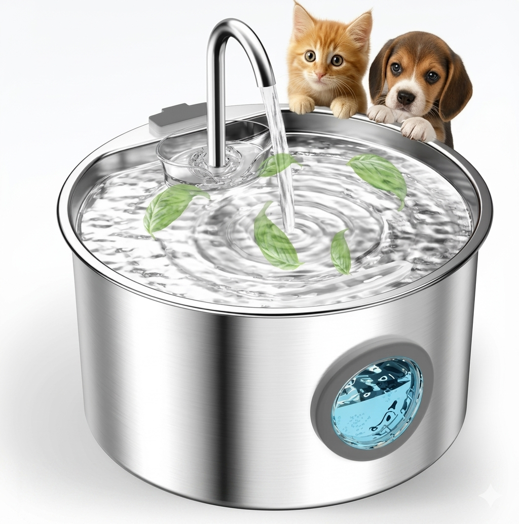Automatic pet water fountain for cats and dogs with LED water level indicator